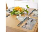 Tovagliette Da Spiaggia Abakuhaus, Grand Sea Waves Sulla Spiaggia E Orizzonte Cielo Vacanza Tranquilla Sogno Stagione Foto, Tiscjdeco In Tessuto Resistente Al Colore Per La Sala Da Pranzo E La Cucina, Bianco Crema Blu