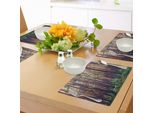 Abakuhaus Tovagliette Wald, Wald Am Morgen Tall Trees Trunks Greenery Ambiente Naturale Stampa Immagine, Tiscjdeco In Tessuto Resistente Al Lavaggio Per Sala Da Pranzo E Cucina, Verde Marrone