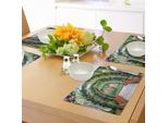 Tovagliette Da Giardino Abakuhaus, Archi Floreali Con Binario Nel Giardino Ornamentale, Immagine Romantica Verde, Decorazioni Da Tavola In Tessuto Resistente Al Lavaggio Per La Sala Da Pranzo E La Cucina, Verde Rosso
