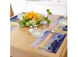 Tovagliette Da Spiaggia Abakuhaus, Cielo Da Sogno Con Colori Dell'arcobaleno Al Mattino, Paesaggio Marino, Foto Fantasy Imaginary Planet, Tiscjdeco In Tessuto Resistente Al Lavaggio Per Sala Da Pranzo E Cucina, Viola Blu