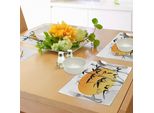 Tovagliette Abakuhaus In Bambù, Bambù Sopra Il Sole Cultura Estetica Giapponese Stile Di Vita Mystic Artwork, Tiscjdeco In Tessuto Resistente Al Colore Per La Sala Da Pranzo E La Cucina, Arancione Bianco Nero