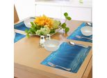 Tovagliette Abakuhaus Ocean, Raggi Di Sole Che Penetrano In Un Paesaggio Selvaggio Sottomarino, Stampa Con Immagine Waterscape, Tiscjdeco In Tessuto Resistente Al Colore Per La Sala Da Pranzo E La Cucina, Blu Turchese