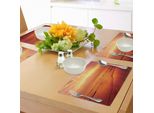 Tovagliette Abakuhaus Ocean, Twilight Marina In Una Località Turistica Esotica - Immagine Della Spiaggia Di Karon In Thailandia, Tiscjdeco In Tessuto Resistente Al Lavaggio Per La Sala Da Pranzo E La Cucina, Giallo Rosso