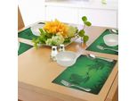 Tovagliette Abakuhaus Con Animali, Sagoma Di Rana Su Foglia Di Banano Nella Grafica Tropicale Della Giungla, Tiscjdeco In Tessuto Resistente Al Lavaggio Per Sala Da Pranzo E Cucina, Verde