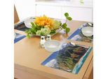 Tovagliette Hawaiane Abakuhaus, Foto Panoramica Della Costa Na Pali - Kauai - Hawaii - Scogliere Montuose - Costa Marina - Foto Panoramica, Tiscjdeco In Tessuto Resistente Ai Colori Per La Sala Da Pranzo E La Cucina, Verde Marrone