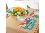 Abakuhaus Tovagliette Hawaiane, Costa Sabbiosa Delle Hawaii Sunny Day Tavola Da Surf Tropicale Famosa Meta Per La Luna Di Miele, Tiscjdeco In Tessuto Resistente Al Colore Per La Sala Da Pranzo E La Cucina, Verde Acqua