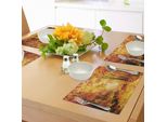 Abakuhaus Tovagliette Rustiche, Pale Shaded Autunno Nel Bosco Tranquillità Pastorale Vita Semplice Natura Pittura Arte, Tiscjdeco In Tessuto Resistente Al Colore Per La Sala Da Pranzo E La Cucina, Arancione Marrone