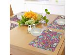 Abakuhaus Tovagliette Groovig, Motivi Psichedelici Complessi E Stravaganti Con Stelle Che Richiamano Lo Stile Divertente Degli Anni '60, Tiscjdeco In Tessuto Resistente Ai Colori Per La Sala Da Pranzo E La Cucina, Multicolore