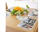Tovagliette Abakuhaus New York, Collage Di New York City Con Diverse Zone Della Grande Mela Manhattan, Tiscjdeco In Tessuto Resistente Al Lavaggio Per La Sala Da Pranzo E La Cucina, Multicolore