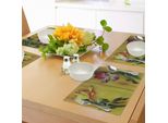 Abakuhaus Tovagliette Rustiche, Dipinto Di Curving Tulips Romantica Stampa Artistica Retrò Con Fiori In Fiore, Tiscjdeco In Tessuto Resistente Al Lavaggio Per La Sala Da Pranzo E La Cucina, Giallo Verde Rosa