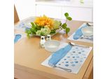 Tovagliette Abakuhaus Natur, Gocce Di Pioggia E Nuvole Con Effetto Acquerello Simpatica Illustrazione Artistica Divertente, Tovaglietta In Tessuto Resistente Ai Colori Per La Sala Da Pranzo E La Cucina, Bianco E Blu