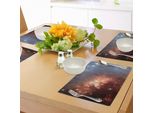 Tovagliette Abakuhaus Space, Immagine Dettagliata Della Nebulosa, Delle Nubi Di Gas E Polvere Dell'universo, Stampa Astronomica, Tiscjdeco In Tessuto Resistente Ai Colori Per La Sala Da Pranzo E La Cucina, Arancione Scuro E Blu.