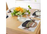 Tovagliette Abakuhaus Con Caricature, Divertente Scimmia Hipster Con Occhiali Da Sole Colorati E Cappello, Arte Scimmia Rapper-Hippie, Decorazioni Da Tavola In Tessuto Resistente Ai Colori Per La Sala Da Pranzo E La Cucina, Bianco, Nero, Marrone