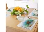 Tovagliette Abakuhaus Ocean, Tartaruga Marina Che Nuota Nell'oceano, Illustrazione Acquario Sottomarino Tropicale, Decorazione Da Tavolo In Tessuto Resistente Al Lavaggio Per Sala Da Pranzo E Cucina, Verde Marrone