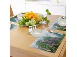 Tovagliette Abakuhaus Berg, Maestose E Sacre Rocce Montuose Tra Le Nuvole Della Natura Cinese Dell'asia Meridionale, Tiscjdeco In Tessuto Resistente Al Colore Per La Sala Da Pranzo E La Cucina, Verde Marrone Bianco