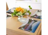 Abakuhaus Tovagliette Paesaggio, Lago Magico E Paesaggio Montano Nelle Stanze Celestiali Autunnali Della Terra, Tiscjdeco In Tessuto Resistente Al Colore Per La Sala Da Pranzo E La Cucina, Multicolore