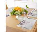 Tovagliette Abakuhaus Natur, Fiori Di Ciliegio Che Cadono, Petali Di Fiori, Primavera, Parco, Stampa Illustrazione Semplice, Tiscjdeco In Tessuto Resistente Al Colore Per La Sala Da Pranzo E La Cucina, Nero Rosa