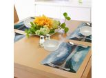 Abakuhaus Tovagliette Paesaggistiche, Lago Alpino Con Cielo Drammatico, Foresta E Montagne, Viaggio Fantastico, Arte, Tiscjdeco In Tessuto Resistente Al Colore Per La Sala Da Pranzo E La Cucina, Verde Grigio Blu