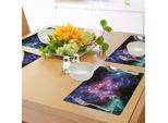 Tovagliette Abakuhaus Space, Stelle E Nubi Di Gas Polveroso Nell'universo Cosmico Planetario Magico, Tiscjdeco In Tessuto Resistente Al Lavaggio Per La Sala Da Pranzo E La Cucina, Viola Rosa