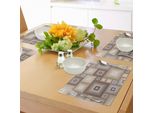 Abakuhaus Tovagliette Geometriche, Vari Modelli Cubici E Quadrati, Design Vintage, Stampa Grafica Retrò, Tiscjdeco In Tessuto Resistente Al Lavaggio Per La Sala Da Pranzo E La Cucina, Marrone Crema