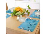 Tovagliette Hawaiane Abakuhaus, Gruppo Di Delfini In Immagine Hawaiana Con Animali Acquatici Tropicali, Tiscjdeco In Tessuto Resistente Al Lavaggio Per Sala Da Pranzo E Cucina, Blu