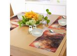 Tovagliette Abakuhaus Space, Stampa Con Nube Di Gas Nebuloso Nello Spazio Profondo, Galassia, Espansione, Via Lattea, Tiscjdeco In Tessuto Resistente Al Lavaggio Per Sala Da Pranzo E Cucina, Arancione Scuro E Nero.