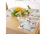Tovagliette Abakuhaus Con Uccelli, Gruppo Di Simpatici Colibrì Su Fiori, Illustrazione Della Pace, Casa Dei Migliori Amici, Tiscjdeco In Tessuto Resistente Ai Colori Per La Sala Da Pranzo E La Cucina, Multicolore