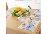 Abakuhaus Tovagliette Acquerello Con Fiori, Fiori Estivi In Stile Retrò Effetto Pittorico La Natura è Una Benedizione Arte, Tiscjdeco In Tessuto Resistente Ai Colori Per La Sala Da Pranzo E La Cucina, Arancione Blu Rosso