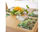 Tovagliette Abakuhaus Safari, Leopardo Nella Savana Esotico Macro Tropicale Foglia Giungla Natura Selvaggia Stile, Tiscjdeco In Tessuto Resistente Al Lavaggio Per Sala Da Pranzo E Cucina, Marrone Verde