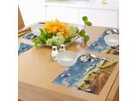 Abakuhaus Tovagliette Rustiche, Gruppo Di Amici In Moto In Un'avventura Rurale Nel Paesaggio Viaggi Grafica In Alto, Tiscjdeco In Tessuto Resistente Ai Colori Per La Sala Da Pranzo E La Cucina, Multicolore