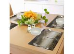 Tovagliette Abakuhaus Torre Eiffel, Skyline Di Parigi, Panorama Urbano Nuvoloso, Silhouette, Uccelli Europei, Vista Realistica, Tiscjdeco In Tessuto Resistente Al Lavaggio Per Sala Da Pranzo E Cucina, Beige Marrone