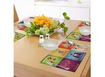 Tovagliette Abakuhaus Circus, Personaggi Circensi Con Animali Ammaestrati, Uomo Forte, Trapezista, Design Retrò, Tiscjdeco In Tessuto Resistente Al Lavaggio Per Sala Da Pranzo E Cucina, Multicolore