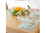 Tovagliette Abakuhaus, Motivo Ancora Nordico, Sfondo A Righe Giallo Oro, Grafica Vintage, Tiscjdeco In Tessuto Resistente Al Lavaggio Per Sala Da Pranzo E Cucina, Azzurro E Bianco