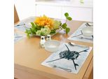 Abakuhaus Tovagliette Da Surf, Targhetta Da Surf Con Muta Da Sub Ed Elementi Myst Underwater Recreational Design, Tiscjdeco In Tessuto Resistente Al Colore Per La Sala Da Pranzo E La Cucina, Blu Petrolio Scuro