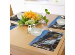 Tovagliette Abakuhaus Rainforest, Pongour Waterfall Bellezza Naturale Esotica Asiatica Paesaggio Mountain Rocks Print, Tiscjdeco In Tessuto Resistente Al Lavaggio Per Sala Da Pranzo E Cucina, Bianco Blu