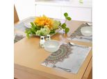 Tovagliette Abakuhaus Mandala, Motivo Mandala In Stile Arabesco Con Ciclo Floreale Mistico Sul Tema Della Vita, Tiscjdeco In Tessuto Resistente Al Lavaggio Per La Sala Da Pranzo E La Cucina, Multicolore