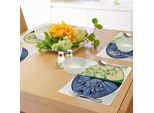 Abakuhaus Tovagliette Albero Della Vita, Yin Yang Vita E Morte Silhouette Di Uccelli Sull'albero, Tiscjdeco In Tessuto Resistente Al Lavaggio Per La Sala Da Pranzo E La Cucina, Nero Verde Blu