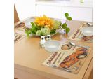 Tovagliette Retrò Abakuhaus, Stampa Vintage Con Simboli Meccanici E Macchine, Tiscjdeco In Tessuto Resistente Ai Colori Per La Sala Da Pranzo E La Cucina, Arancione Crema Rosso