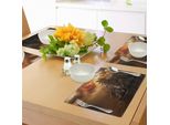 Tovagliette Fantasia Abakuhaus, Castello Fantasia Sulla Scogliera Con Stampa Fantasia Soprannaturale, Tiscjdeco In Tessuto Resistente Al Lavaggio Per Sala Da Pranzo E Cucina, Arancione Marrone