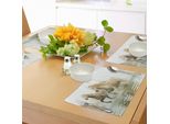 Tovagliette Abakuhaus Con Cavalli, Cavalli Della Camargue Nell'acqua Antica Razza Più Antica Del Sud Della Francia Origine Foto Artistica, Tiscjdeco In Tessuto Resistente Al Lavaggio Per La Sala Da Pranzo E La Cucina, Bianco Beige