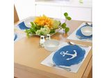 Abakuhaus Tovagliette Anchor, Icona Anchor Con Effetto Acquerello, Fondo Marino Profondo, Stampa Artistica, Tiscjdeco In Tessuto Resistente Al Lavaggio Per Sala Da Pranzo E Cucina, Bianco E Blu