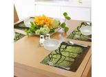 Tovagliette Abakuhaus Wald, Scena Boschiva Inglese Con Raggi Di Sole Nonostante Gli Alberi Tema Magical Mother Nature, Tiscjdeco In Tessuto Resistente Al Lavaggio Per La Sala Da Pranzo E La Cucina, Verde Marrone