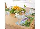 Tovagliette Abakuhaus Con Funghi, Fantastico Paesaggio Con Erba Di Legno Da Costruzione E Arcobaleno, Funghi, Erbe, Foglie, Erbacce, Sottobicchieri In Tessuto Lavabile, Decorazioni Per La Tavola Con Stampa, Multicolore