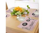 Tovagliette Abakuhaus, Lettere Musicali Scritte Da Cassetta, Improvvisazione Sonora, Ritmo, Tempo, Immagine, Tiscjdeco In Tessuto Resistente Al Lavaggio Per Sala Da Pranzo E Cucina, Nero Rosa