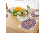Tovagliette Abakuhaus Mandala, Motivo Mandala Dettagliato Con Fiori E Foglie, Tema Bohemien, Arte Tribale Ed Etnica, Sottobicchieri In Tessuto Lavabile, Decorazione Da Tavola Con Stampa, Multicolore