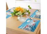 Abakuhaus Tovagliette Nautiche, Oleandri E Barche A Vela Nel Mare Sunny Day MöVen Positive Life Theme, Tiscjdeco In Tessuto Resistente Al Colore Per La Sala Da Pranzo E La Cucina, Arancione Bianco Blu