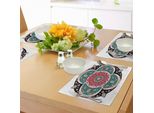 Tovagliette Abakuhaus In Stile Arabo, Ricamate In Stile Orientale Con Motivi Floreali Dell'antica Arte Orientale, Tiscjdeco In Tessuto Resistente Al Colore Per La Sala Da Pranzo E La Cucina, Multicolore