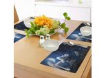 Tovagliette Abakuhaus Wolken, Celestial Solar Notte Scena Stelle Luna E Nuvole Cielo In Tema Cosmos, Tiscjdeco In Tessuto Resistente Al Lavaggio Per Sala Da Pranzo E Cucina, Blu Scuro Bianco