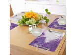 Tovagliette Abakuhaus Con Motivi Floreali, Petali Di Iris Contro Il Flusso Dell'acqua Immagine Mistica E Magica Della Natura, Tiscjdeco In Tessuto Resistente Al Lavaggio Per La Sala Da Pranzo E La Cucina, Viola E Bianco