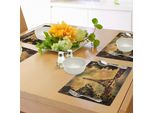 Tovagliette Abakuhaus Torre Eiffel, Torre Eiffel Alberi Fiume Ponte Acqua Di Giorno Simbolo Dipinto A Olio Design, Tiscjdeco In Tessuto Resistente Ai Colori Per La Sala Da Pranzo E La Cucina, Marrone Senape